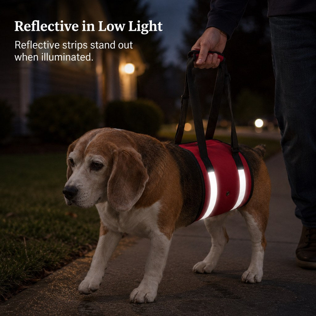 Ortekor Reflective Dog Lift Support Sling - Belly Assist for Dogs with Limited Mobility on Stairs, Walks & Car Entry