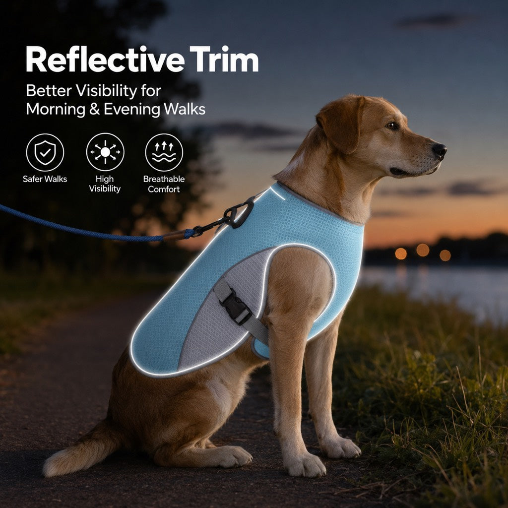Ortekor Dog Cooling Vest for Summer Walks - Wet-to-Cool Lightweight Jacket with Leash Ring for Hot Weather Outdoor Comfort