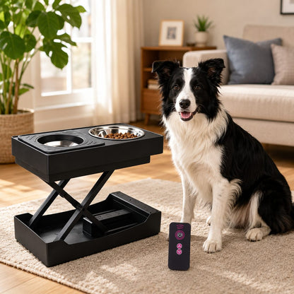 Ortekor Remote-Control Adjustable Dog Feeding Station for Home Meals - Helps Reduce Neck Bending, Slow Fast Eating & Keep Floors Cleaner