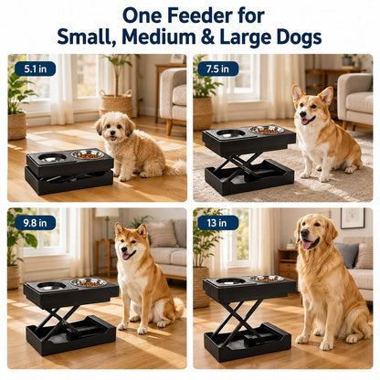 Ortekor Remote-Control Adjustable Dog Feeding Station for Home Meals - Helps Reduce Neck Bending, Slow Fast Eating & Keep Floors Cleaner