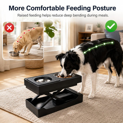 Ortekor Remote-Control Adjustable Dog Feeding Station for Home Meals - Helps Reduce Neck Bending, Slow Fast Eating & Keep Floors Cleaner