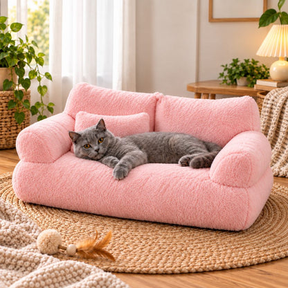 Ortekor Removable Plush Pet Sofa Bed for Cats & Small Dogs - Warm Supportive Couch for Indoor Naps & Easy Cleaning