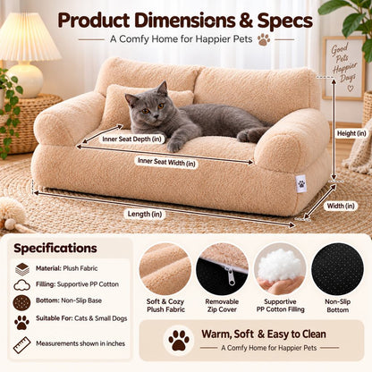 Ortekor Removable Plush Pet Sofa Bed for Cats & Small Dogs - Warm Supportive Couch for Indoor Naps & Easy Cleaning