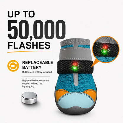 Ortekor Motion-Activated LED Dog Boots for Night Walks – Flashing Paw Shoes for Better Visibility & Traction