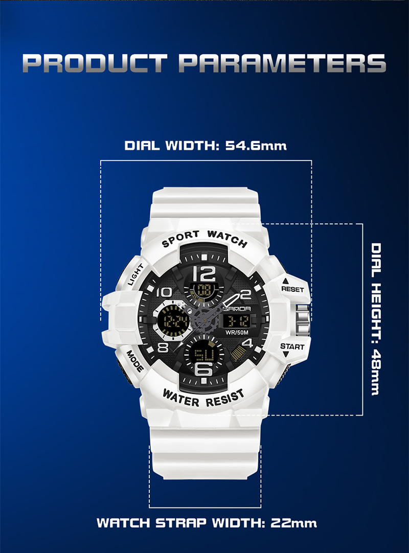 Digital Watch with Large 54.6mm Dial, Military Watch with 5 Bar Water Resistance, Rugged Outdoor Sport Watch