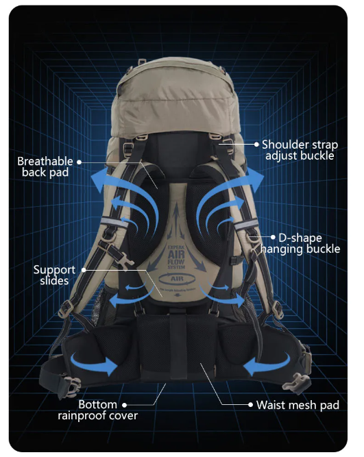 Explorer's Choice | Large-Capacity Hiking Backpack with Durable Nylon Design | Ideal Hiking Gear for Outdoor Adventures