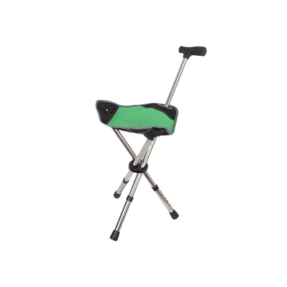 Folding Walking Cane with Built-In Seat – Adjustable Height Mobility Aid & Portable Stool for Seniors, Travel & Outdoor Use