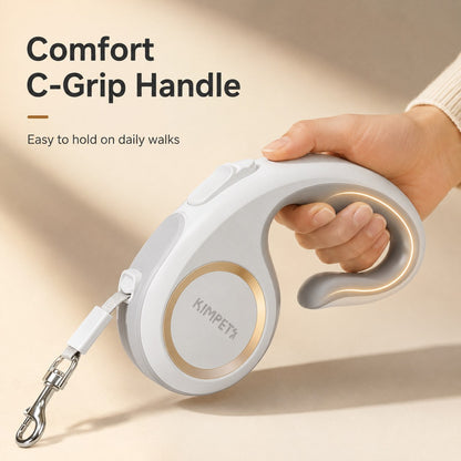 Ortekor Retractable Dog Leash for Daily Walks & Park Outings - Tangle-Free 3m/5m Pet Lead with One-Button Brake, Comfort C-Grip & No-Mess Auto-Retract
