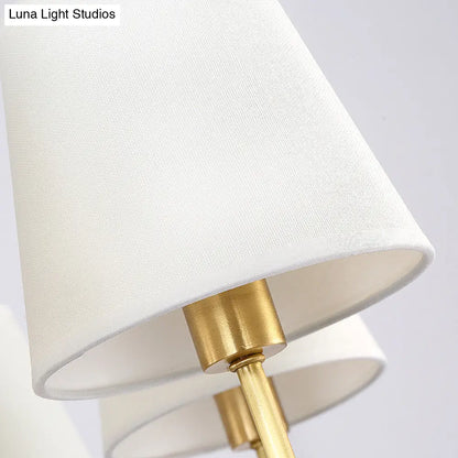 Fabric Cone Wall Sconce Single or Double Light Fixture Gold Metal Finish for Bedroom Living Room Hallway Entryway Traditional Home Lighting