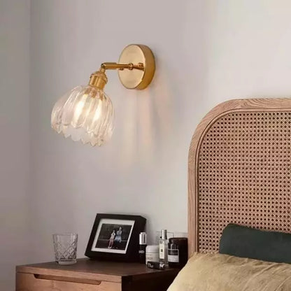 Floral Glass Sconce E26 Base 4.7 in Shade Bedroom Hallway Accent Light Fixture Metal Frame Classic Style for Living Room Bedside Mirror Corr