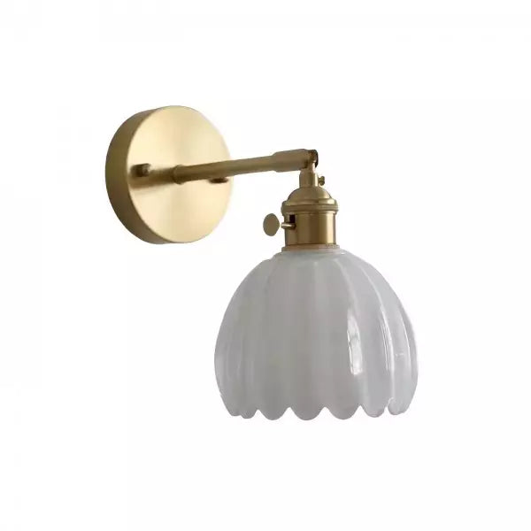Floral Glass Sconce E26 Base 4.7 in Shade Bedroom Hallway Accent Light Fixture Metal Frame Classic Style for Living Room Bedside Mirror Corr