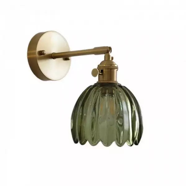 Floral Glass Sconce E26 Base 4.7 in Shade Bedroom Hallway Accent Light Fixture Metal Frame Classic Style for Living Room Bedside Mirror Corr