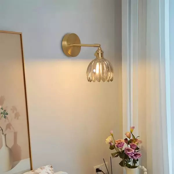 Floral Glass Sconce E26 Base 4.7 in Shade Bedroom Hallway Accent Light Fixture Metal Frame Classic Style for Living Room Bedside Mirror Corr