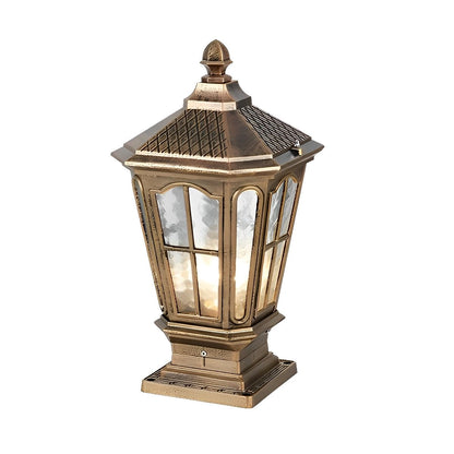 Solar Fence Post Light Cast Aluminum 17 in Tall Warm LED Lantern Waterproof for Driveway Patio Pillar Garden Pathway Gate Post Outdoor Light