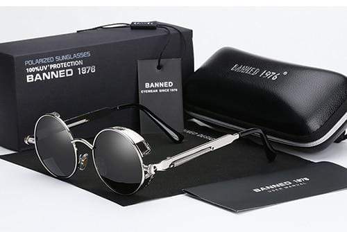 Vintage Round Metal Sunglasses with Polarized UV Protection for Men – Retro Circle Frame Shades with Industrial Accents