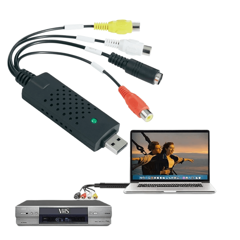 USB Video Cassette Digitizer for Home Movies – Save Old Tapes to Your Computer for Mac & PC – Analog to Digital Transfer Tool