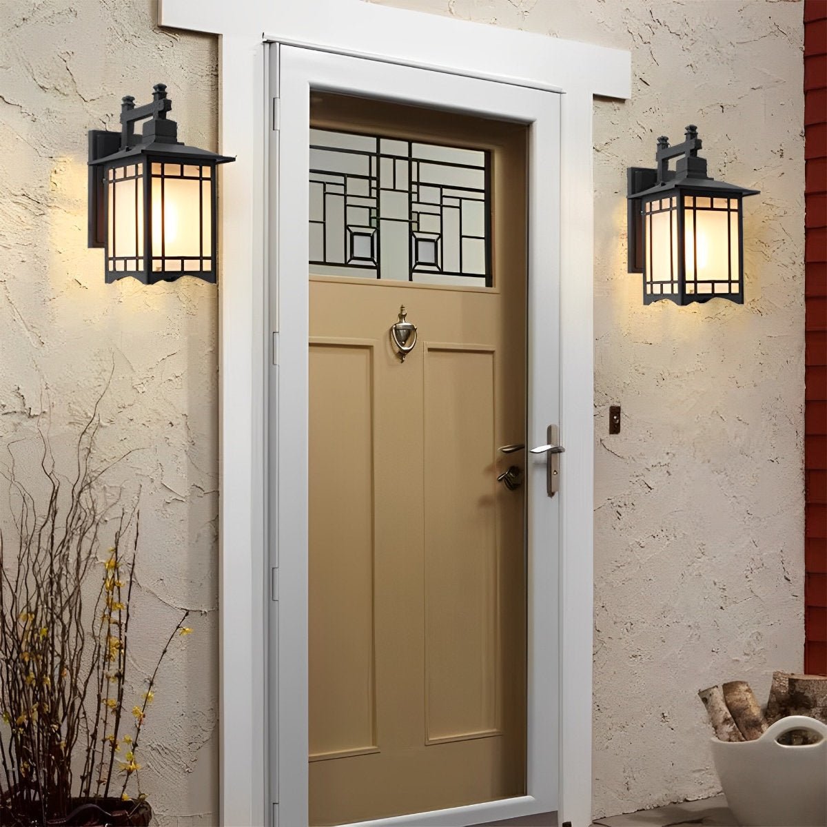 Outdoor Solar Lantern Sconce with Remote Control 13.4 Inch Cast Aluminum Waterproof Porch Light Black Bronze for Front Door Garden Patio