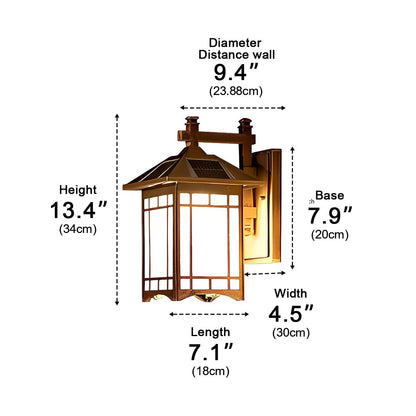 Outdoor Solar Lantern Sconce with Remote Control 13.4 Inch Cast Aluminum Waterproof Porch Light Black Bronze for Front Door Garden Patio