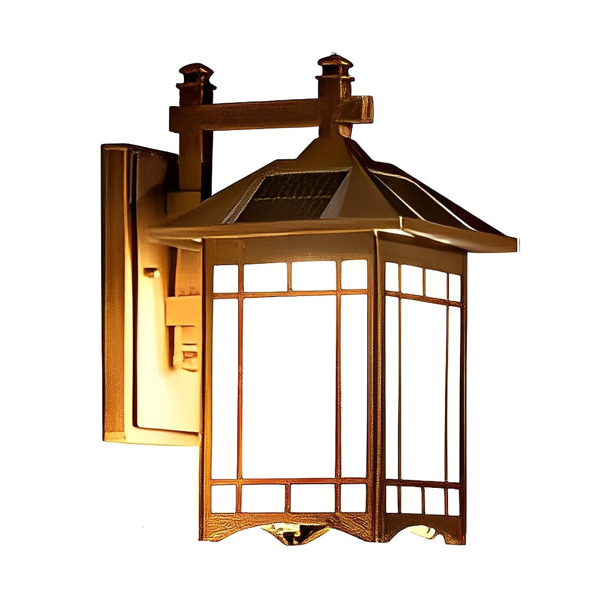 Outdoor Solar Lantern Sconce with Remote Control 13.4 Inch Cast Aluminum Waterproof Porch Light Black Bronze for Front Door Garden Patio