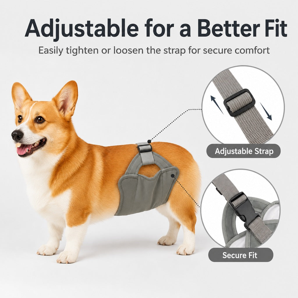 Ortekor Reusable Female Dog Diaper for Heat Cycles - Adjustable Washable Sanitary Pants for Home & Travel