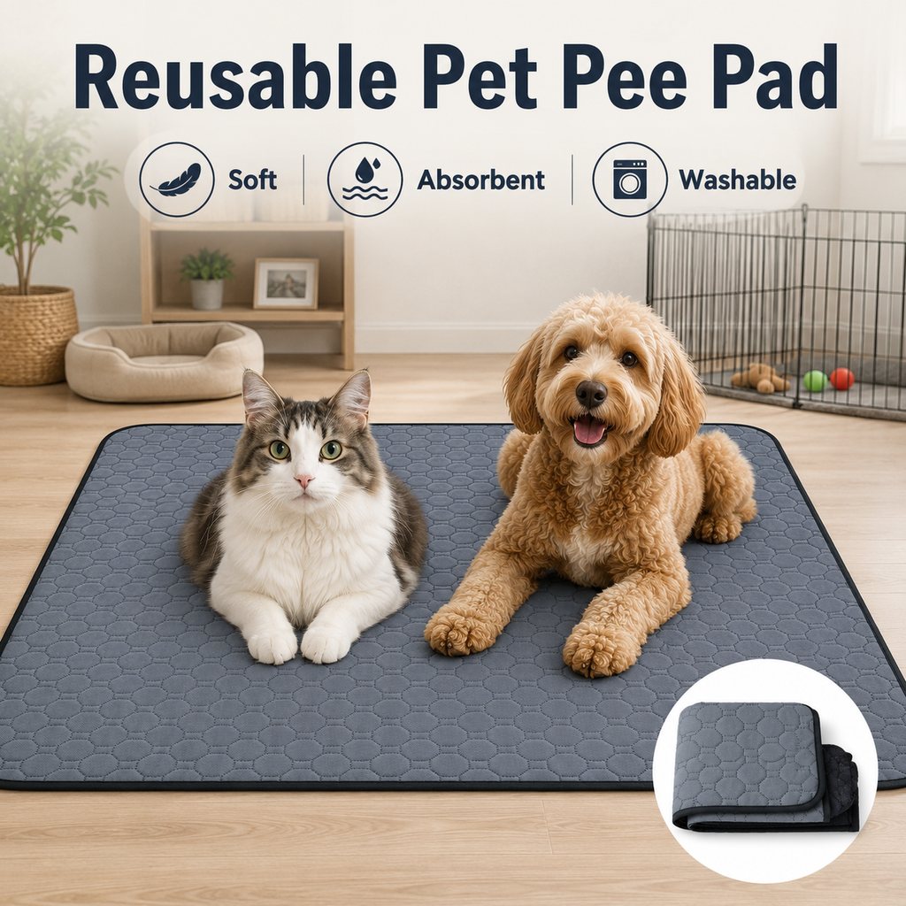 Ortekor Reusable Washable Pet Pee Pad for Cats & Dogs - Absorbent Non-Slip Floor Mat for Indoor Potty Training, Playpens & Crates