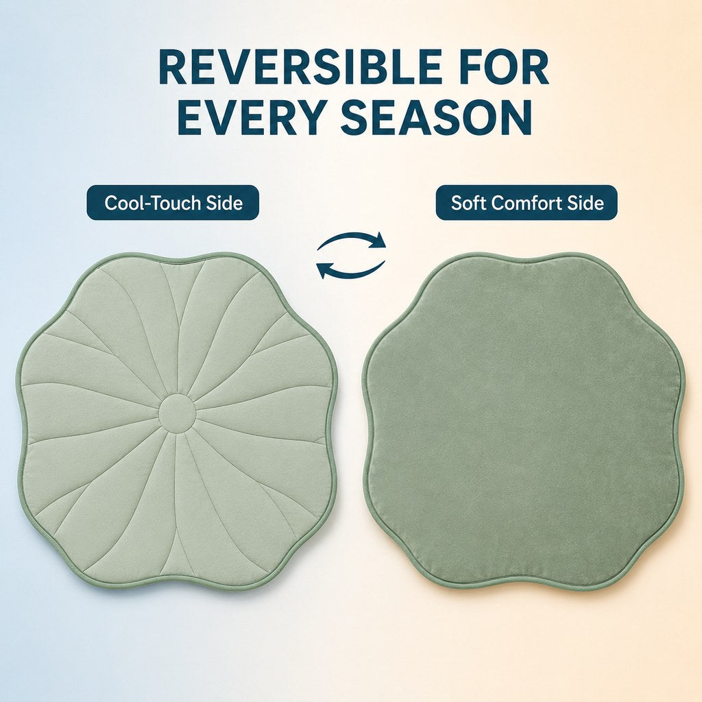 Ortekor Lotus Leaf Cooling Pet Mat for Floors, Sofas, Crates & Car Seats - Reversible Washable Comfort for Warm Days