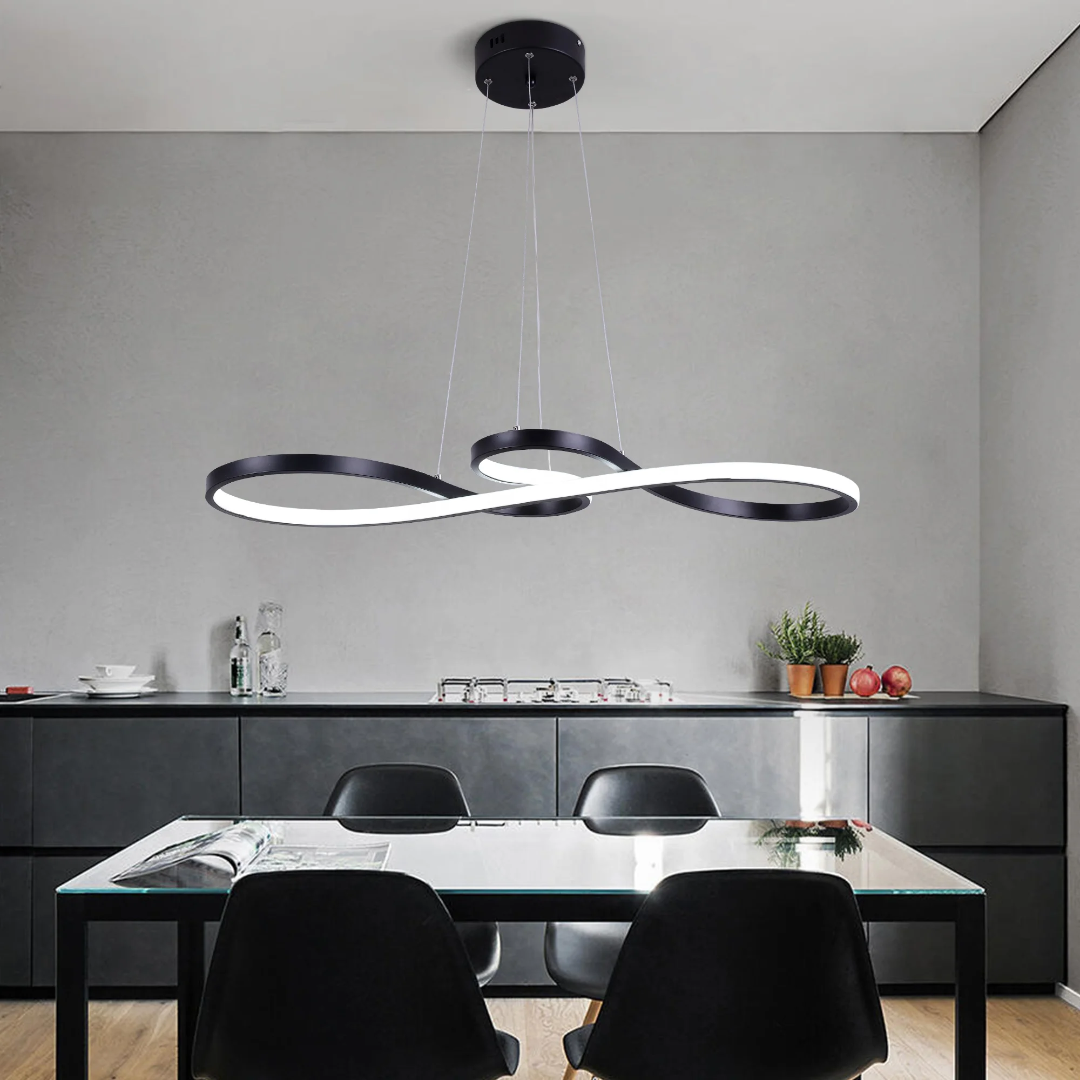 Circular Aluminum Ceiling Fixture Dimmable LED 30 in Ring Hanging Light for Dining Table Kitchen Island Modern Overhead Chandelier with Remo