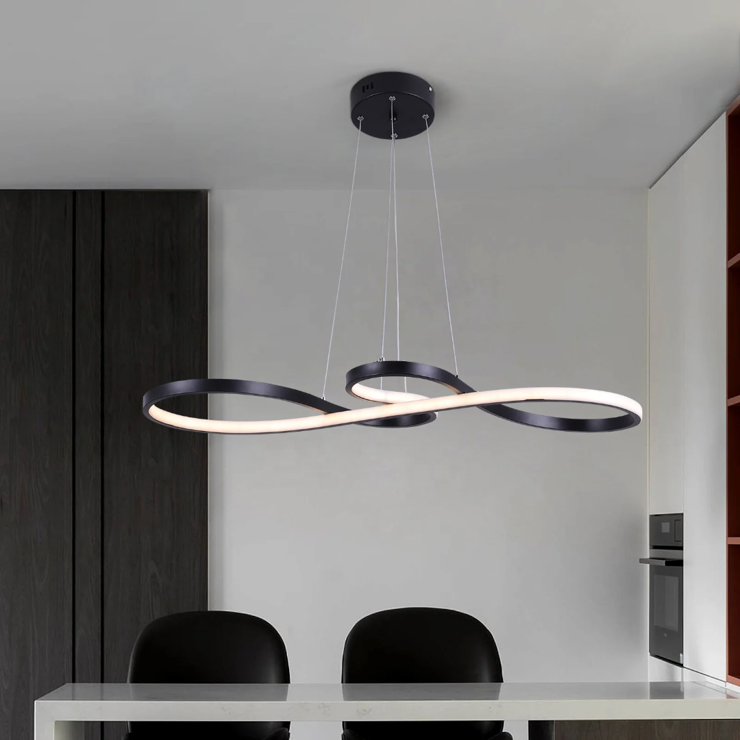 Circular Aluminum Ceiling Fixture Dimmable LED 30 in Ring Hanging Light for Dining Table Kitchen Island Modern Overhead Chandelier with Remo