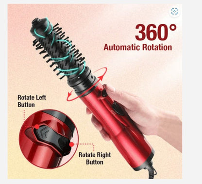 Dual-Brush Volumizing Hot Air Styler with 360° Rotation & 3 Heat Settings for All Hair Types