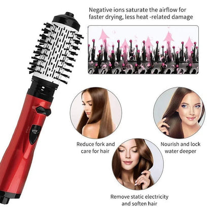 Dual-Brush Volumizing Hot Air Styler with 360° Rotation & 3 Heat Settings for All Hair Types