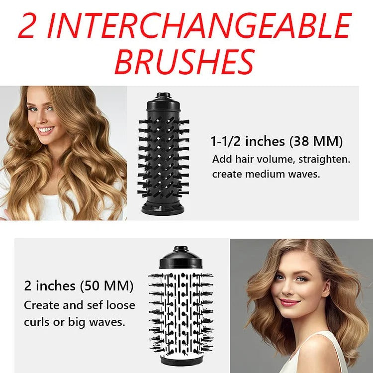 Dual-Brush Volumizing Hot Air Styler with 360° Rotation & 3 Heat Settings for All Hair Types