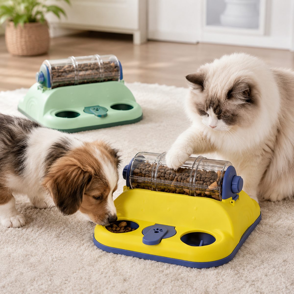 Ortekor Indoor Rotating Puzzle Feeder for Cats & Small Dogs - Slow Feeding Toy for Fast Eaters & Bored Pets