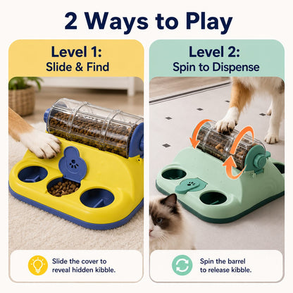 Ortekor Indoor Rotating Puzzle Feeder for Cats & Small Dogs - Slow Feeding Toy for Fast Eaters & Bored Pets