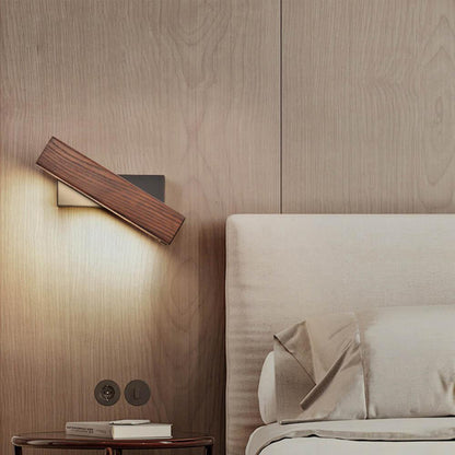 Rotating Wooden Sconce LED Swivel Adjustable Accent Light Dark Light Wood Finish Bedroom Hallway Living Room Reading Task Lighting Minimalis