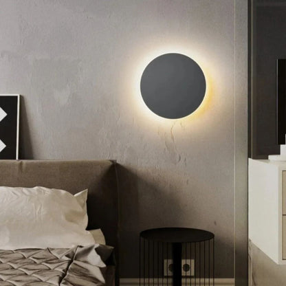 LED Circular Wall Sconce with Backlight Halo – Aluminum & Acrylic Fixture for Hallway, Bedroom, Living Room | Modern Indoor Lighting