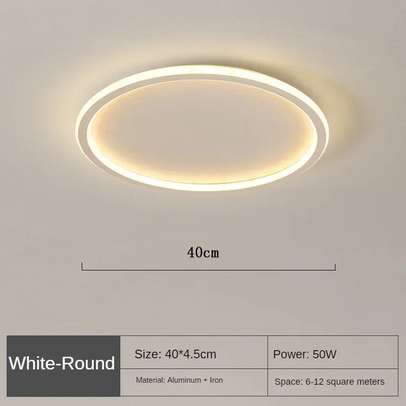 Round LED Flush Mount Ceiling Light — Modern Minimalist Design in Black, White & Gold Finish — Dimmable Nordic Style Overhead Fixture for