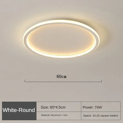 Round LED Flush Mount Ceiling Light — Modern Minimalist Design in Black, White & Gold Finish — Dimmable Nordic Style Overhead Fixture for