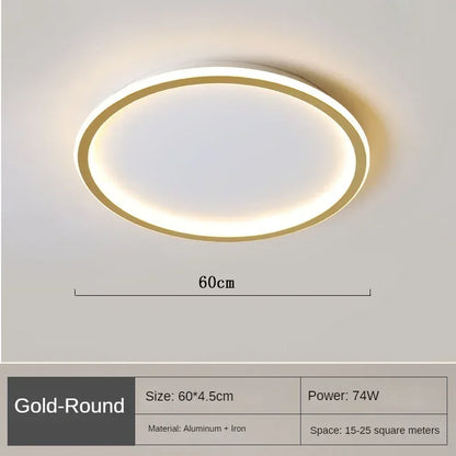 Round LED Flush Mount Ceiling Light — Modern Minimalist Design in Black, White & Gold Finish — Dimmable Nordic Style Overhead Fixture for