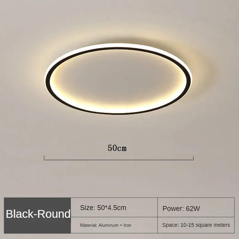 Round LED Flush Mount Ceiling Light — Modern Minimalist Design in Black, White & Gold Finish — Dimmable Nordic Style Overhead Fixture for