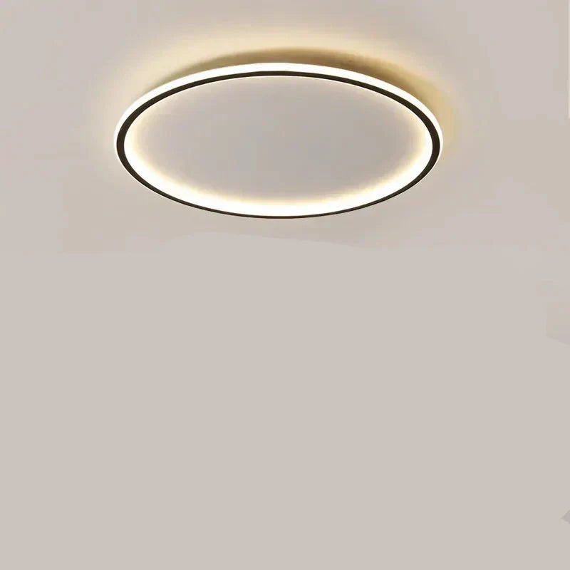 Round LED Flush Mount Ceiling Light — Modern Minimalist Design in Black, White & Gold Finish — Dimmable Nordic Style Overhead Fixture for