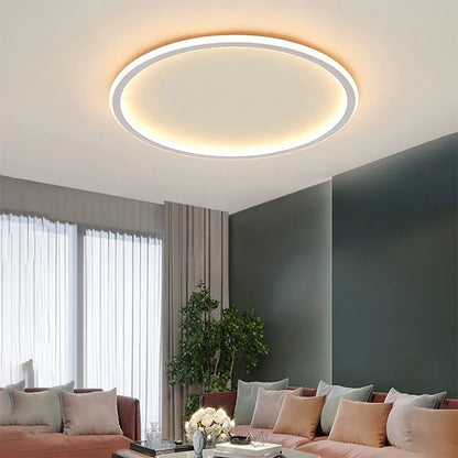 Round LED Flush Mount Ceiling Light — Modern Minimalist Design in Black, White & Gold Finish — Dimmable Nordic Style Overhead Fixture for