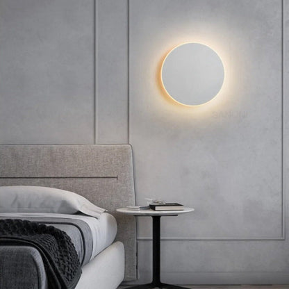 LED Circular Wall Sconce with Backlight Halo – Aluminum & Acrylic Fixture for Hallway, Bedroom, Living Room | Modern Indoor Lighting