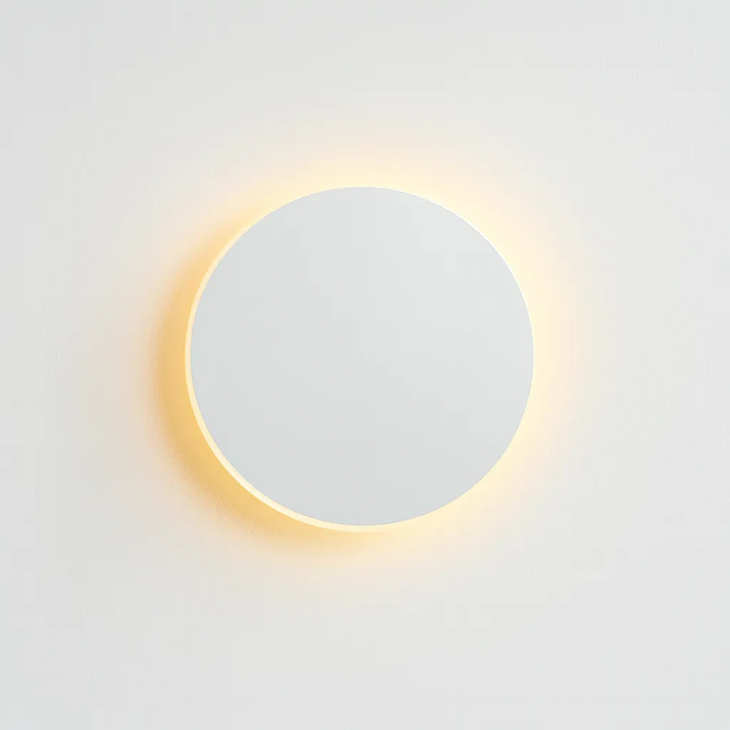 LED Circular Wall Sconce with Backlight Halo – Aluminum & Acrylic Fixture for Hallway, Bedroom, Living Room | Modern Indoor Lighting