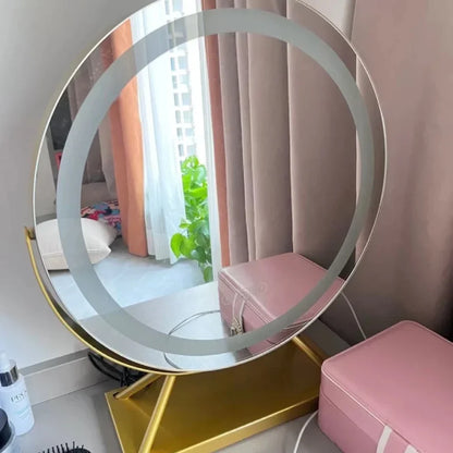 Tabletop Makeup Mirror with LED Light and 15x Magnifying Spot | 360° Rotating Vanity Mirror with 3 Color Temperatures