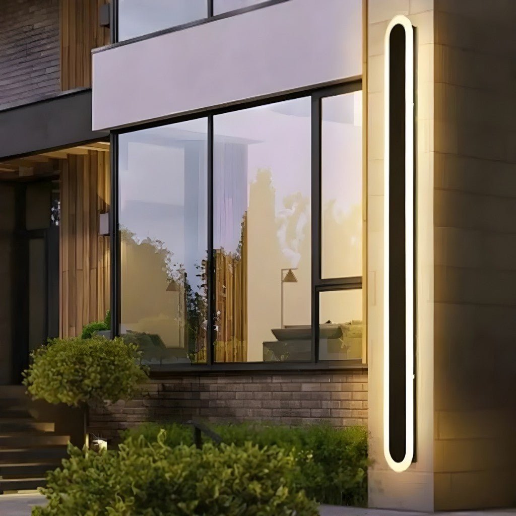 Curved Aluminum Outdoor Wall Sconce LED Hardwired Waterproof Light Fixture for Entryway Patio Porch Modern Exterior Lighting 12-39 Inch