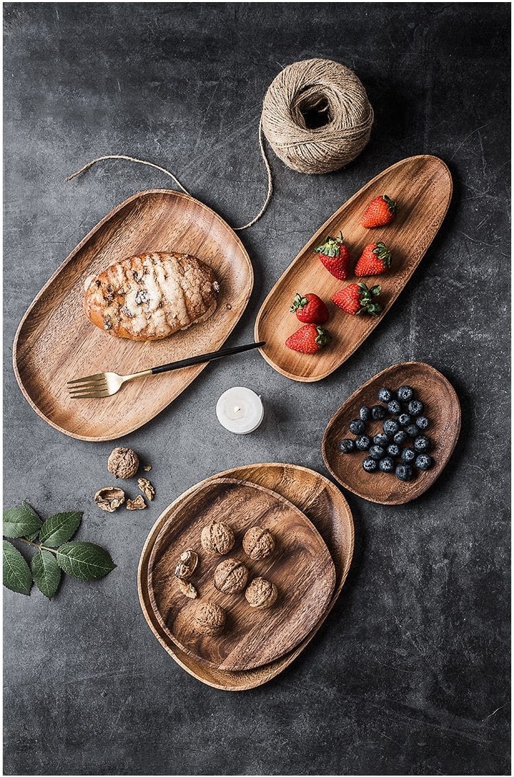 Hardwood Serving Platter Set – Natural Antibacterial Wood Tray for Cheese Boards, Appetizers & Daily Meals | Indoor Dining & Outdoor Picnics