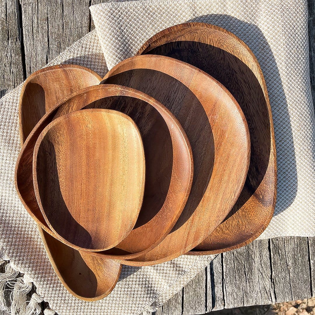 Hardwood Serving Platter Set – Natural Antibacterial Wood Tray for Cheese Boards, Appetizers & Daily Meals | Indoor Dining & Outdoor Picnics