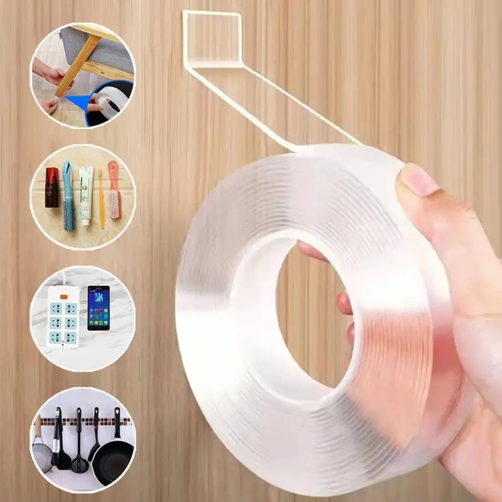 Clear Double-Sided Mounting Tape – Heavy Duty Adhesive Strips for Walls, Glass & More – Removable & Reusable – 1.2 in × 118 in Roll
