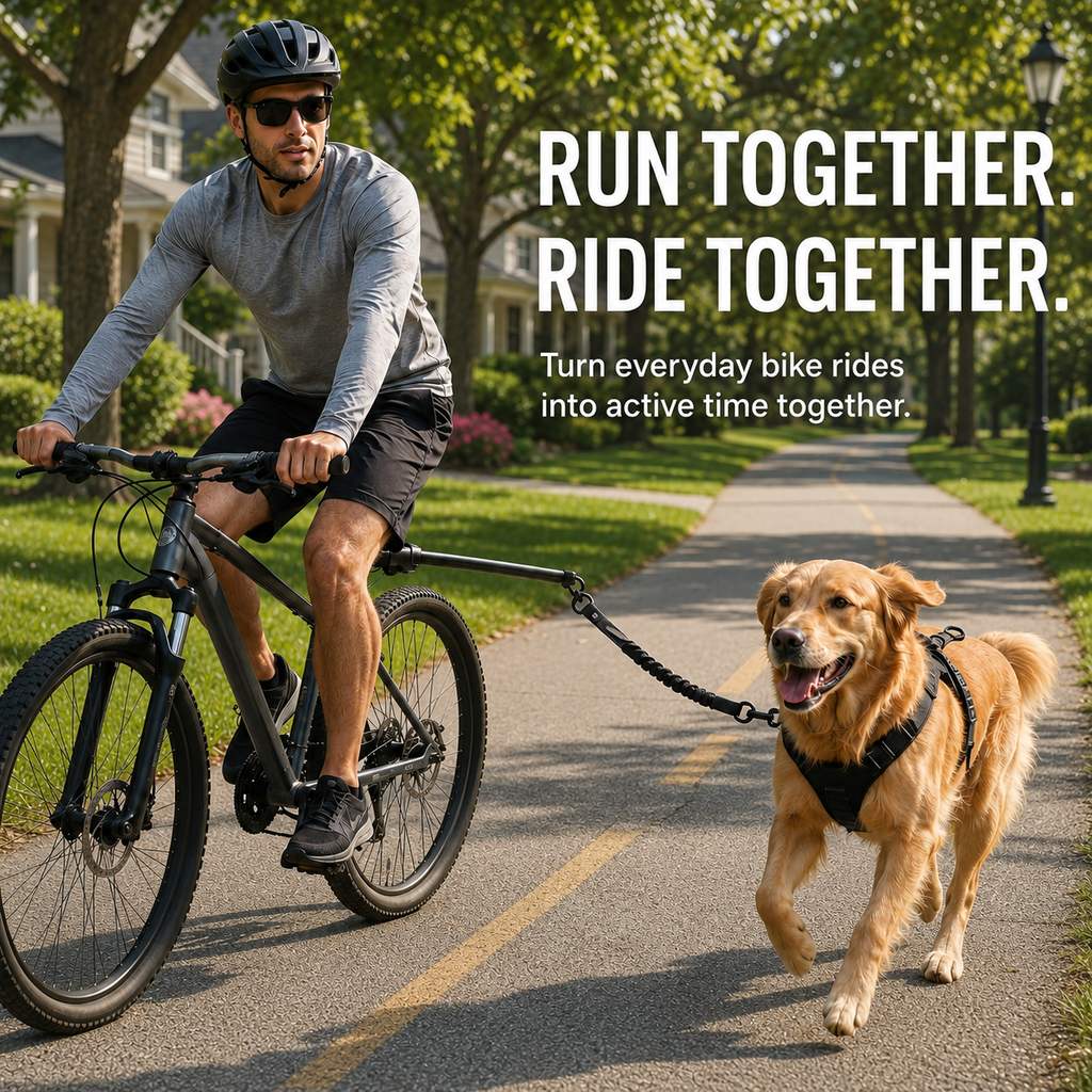 Ortekor Hands-Free Dog Bike Leash with Shock-Absorbing Bungee – Bike-Mounted Side Arm for Controlled Side-by-Side Runs