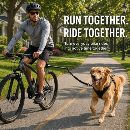 Ortekor Hands-Free Dog Bike Leash with Shock-Absorbing Bungee – Bike-Mounted Side Arm for Controlled Side-by-Side Runs